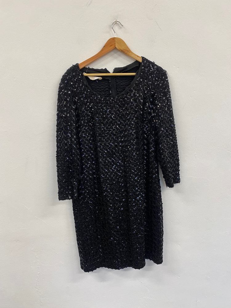 Fabulous Carol Brent Vintage sparkly party Dress UK14 Black LB010