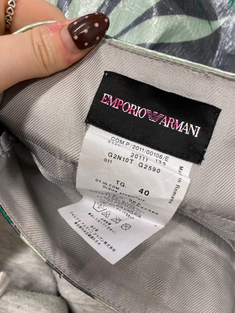 Fabulous Emporio armani Mini Skirt UK 10 W27 coated Tropical green grey KF221