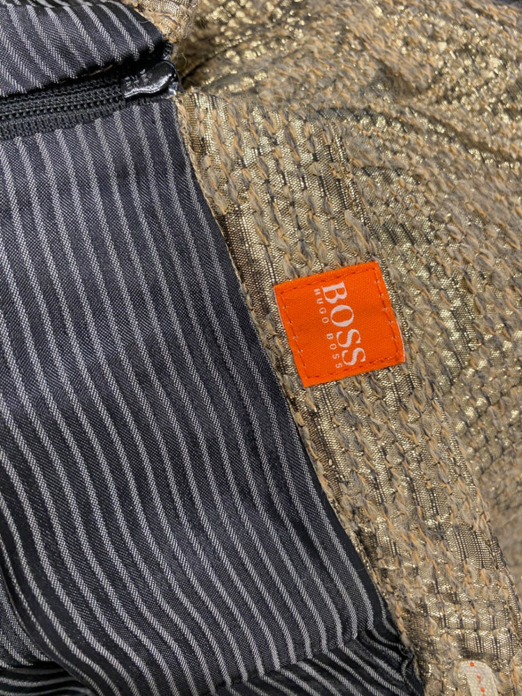 Fabulous Hugo boss jacquard Mini Skirt UK 12 w31 Gold floral KF221