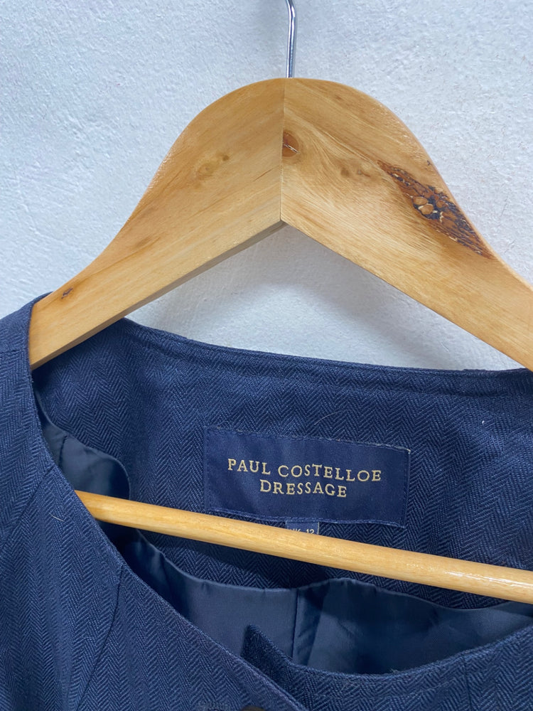 Fabulous Paul Costello Dressage linen Blazer UK 12 Navy Blue KF221