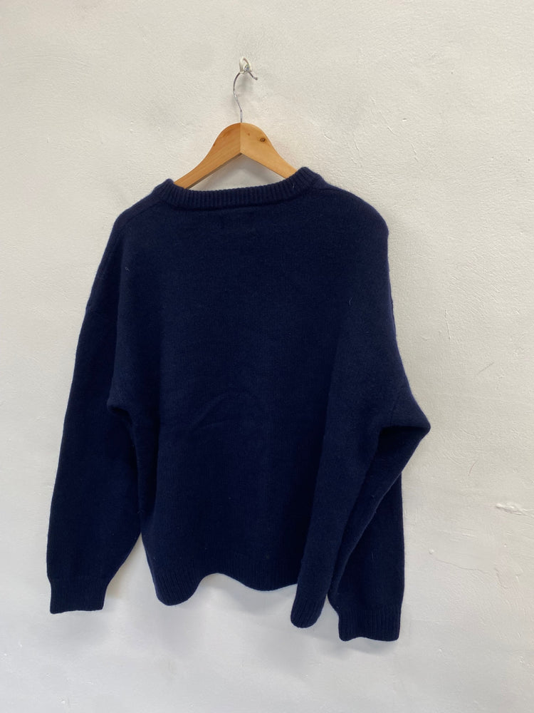 Fabulous Colourful standard wool Knitted jumper UK XL Navy Blue AC504