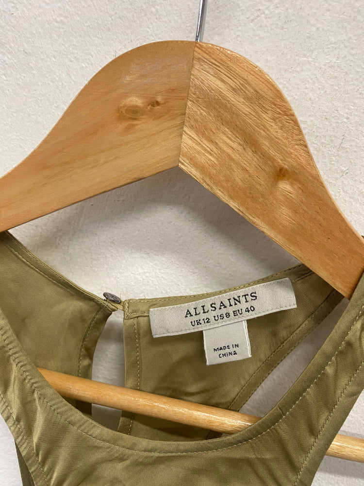 Fabulous AllSaints verna Cami top UK 12 Olive AC504