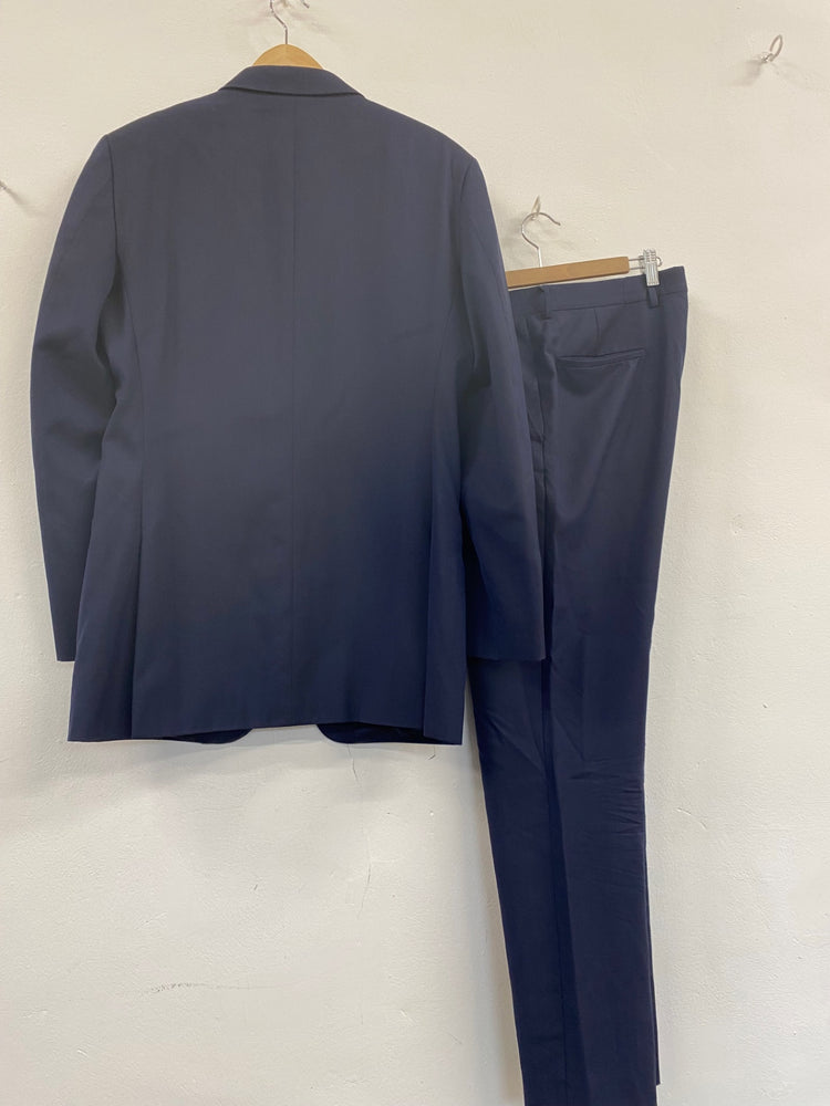 Fabulous TM Lewin Suit Merino & mohair 40L W34R Navy Blue Smart NN505