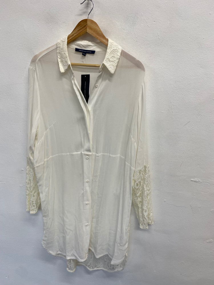 Fabulous French Connection taza Blouse UK 12 Cream Lace new NN505