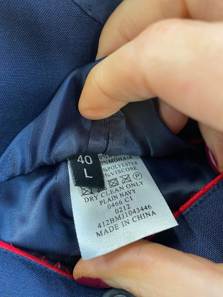 Fabulous TM Lewin Suit Merino & mohair 40L W34R Navy Blue Smart NN505