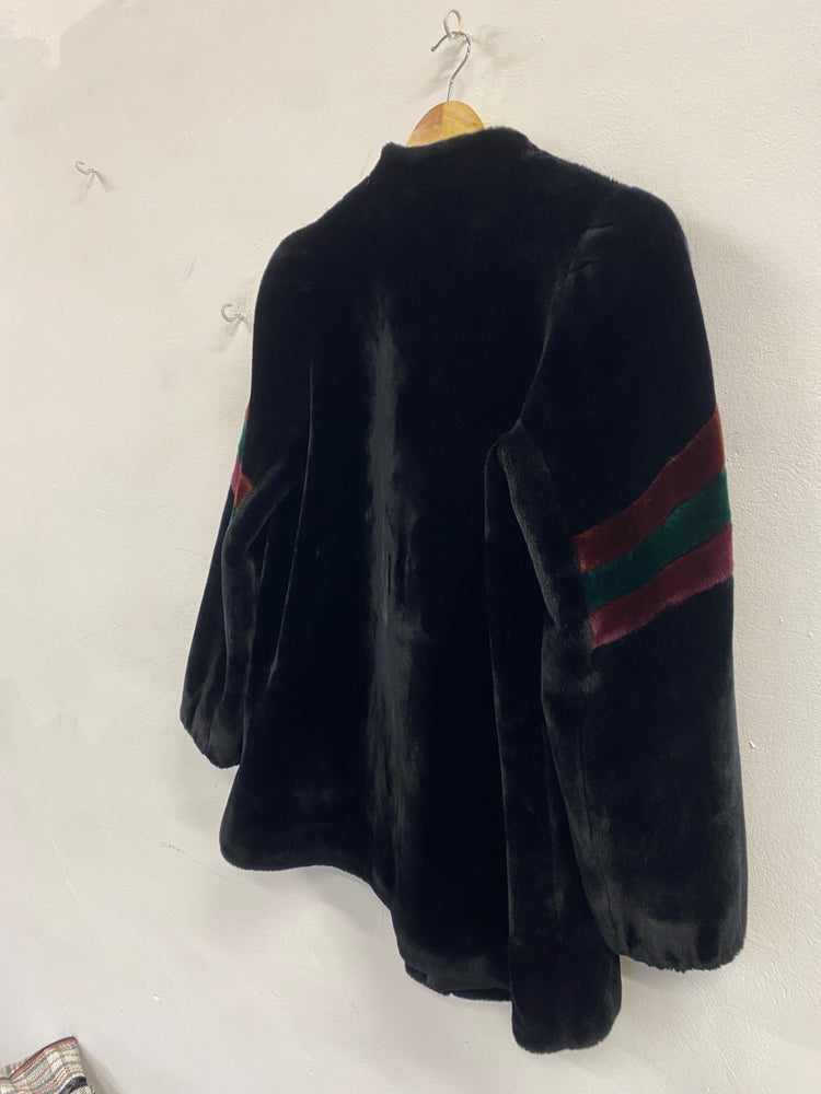 Fabulous retro Osdin Faux fur Scottish jacket UkS Black Vintage AW002