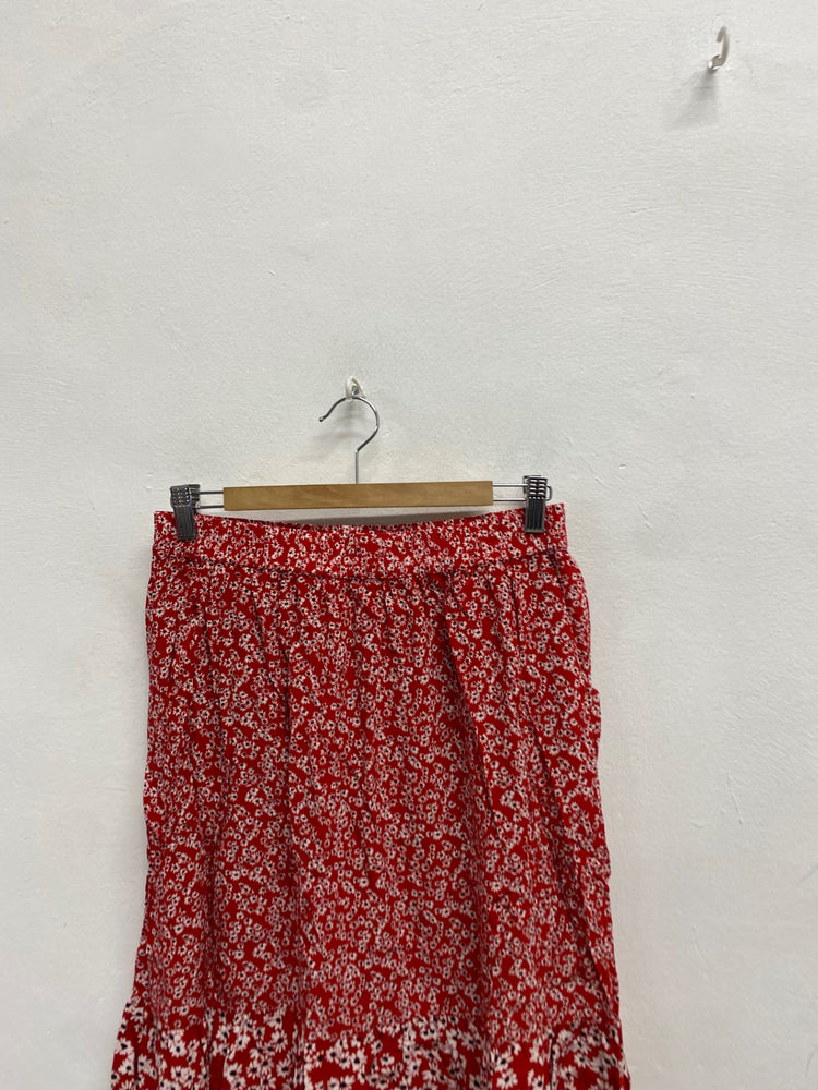 Fabulous Hush veria Midi Skirt UK 12 Red floral floaty NN505
