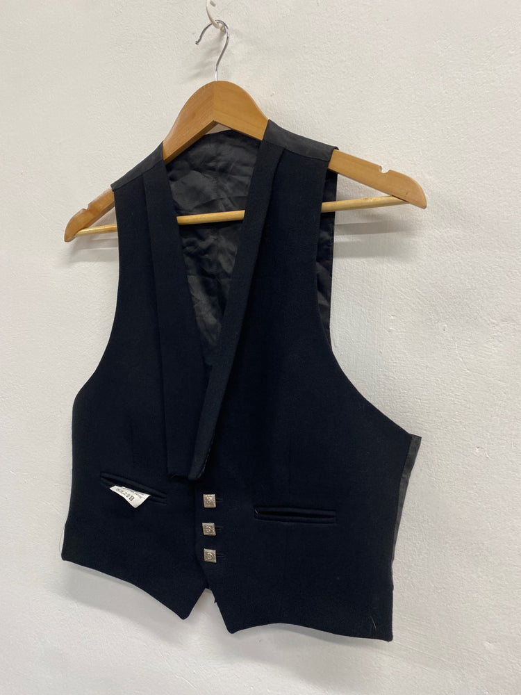 Fabulous Scottish Wool Kilt Prince Charlie waistcoat 34s Black Teenager #907 MD001