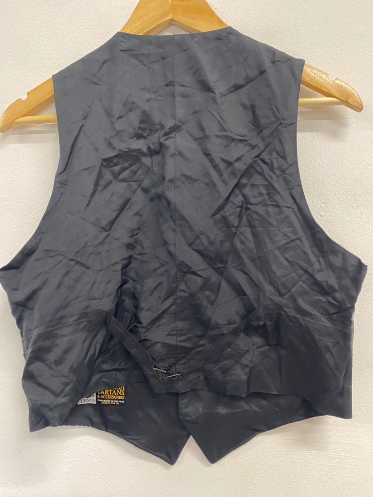 Fabulous ex hire Cornish tartans Argyll Kilt waistcoat 34s Black #904 MD001