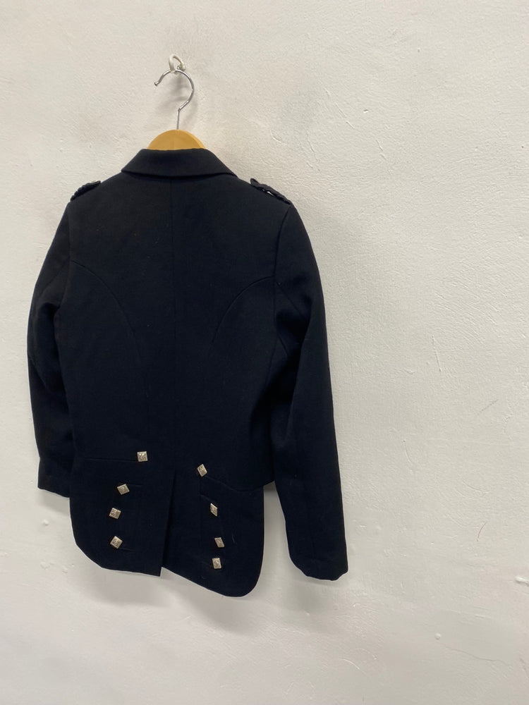Fabulous ex hire Scottish Wool Prince Charlie Kilt Jacket Age 9-11 Black #910 MD001