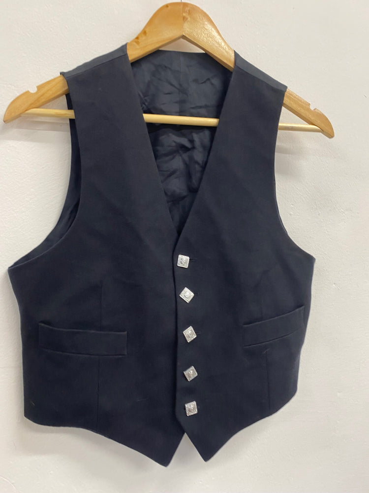 Fabulous ex hire Cornish tartans Argyll Kilt waistcoat 34s Black #904 MD001