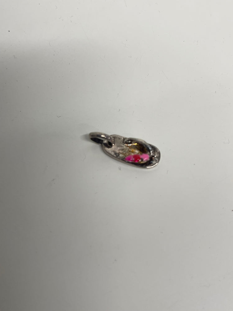 Fabulous Links of London silver Flip flop with flowers Bracelet charm One size Silver and pink DW002