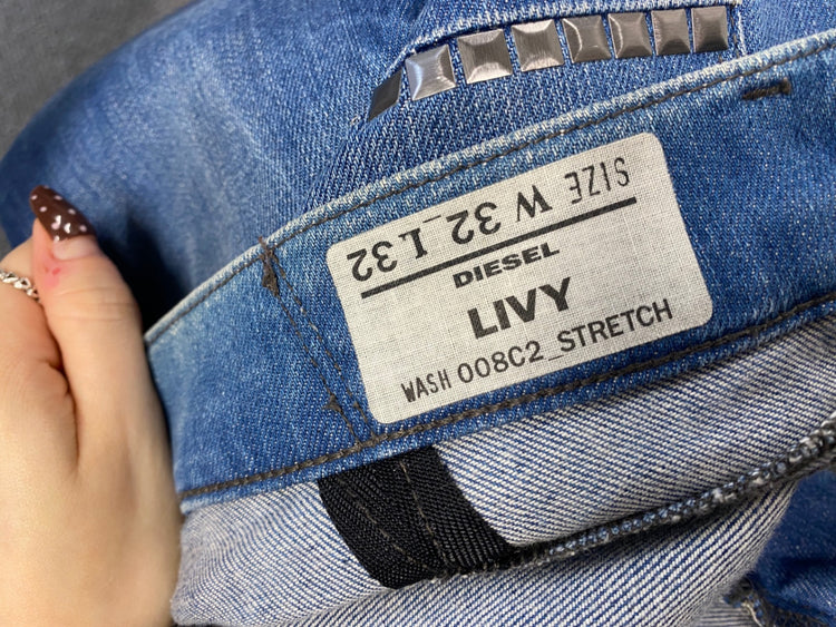 Fabulous Diesel livy y2k distressed stud Straight jeans W32” Blue NN505
