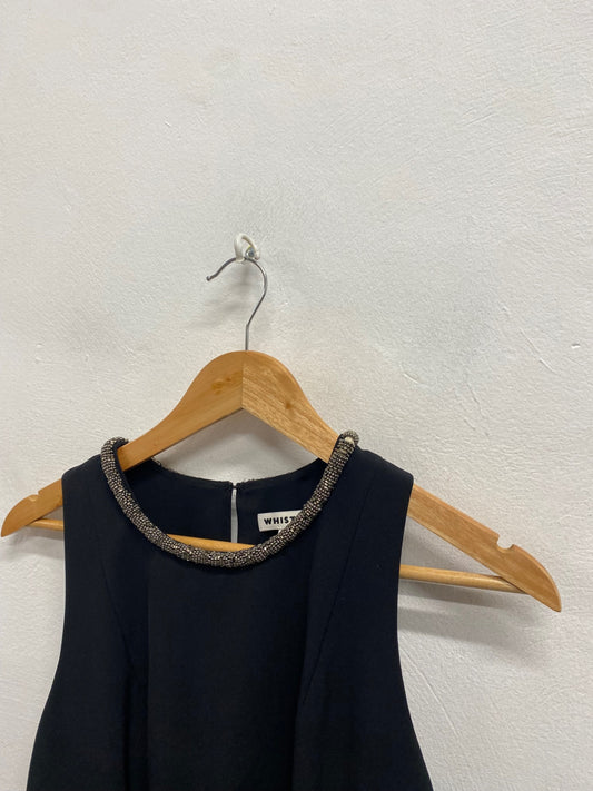 Fabulous Whistles Midi Dress beaded neck formal UK 12 Black NN505