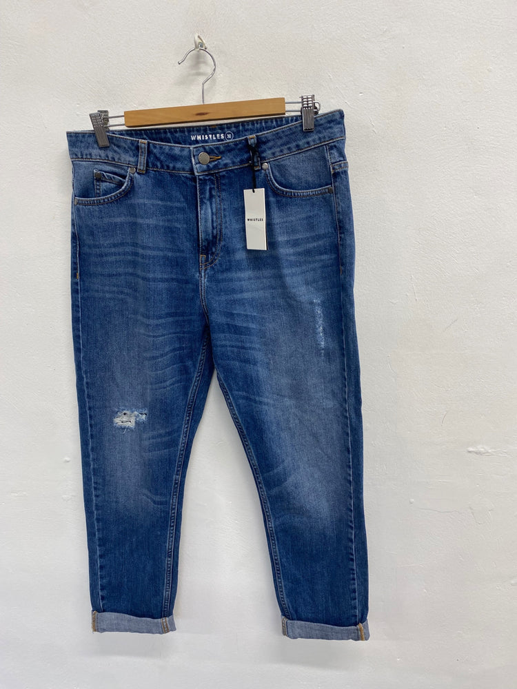 Fabulous Whistles Cropped boyfriend distressed jeans W30" Blue NN505