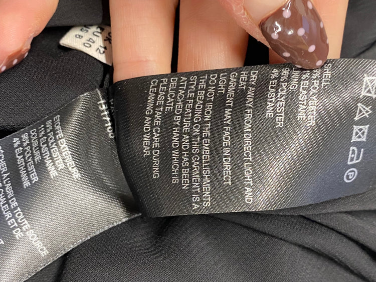 Fabulous Whistles Midi Dress beaded neck formal UK 12 Black NN505