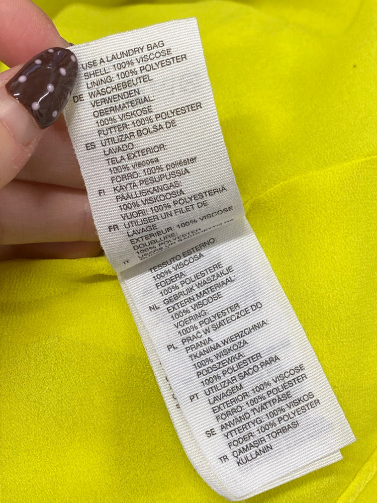 Fabulous & Other Stories Midi Dress UK 8 Lime green floral tie mesh NN505