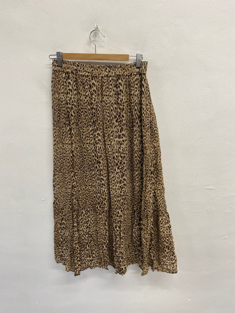 Fabulous Mint Velvet Midi Skirt UK 12 Leopard print tiered NN505