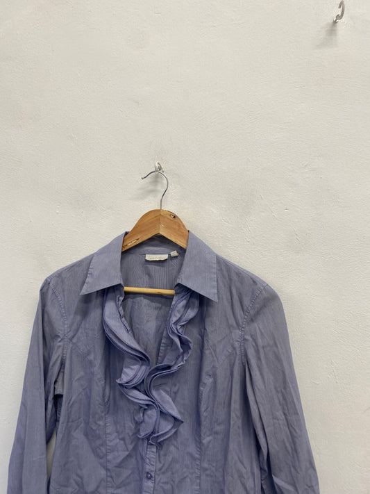 Fabulous Lex.i.con Blouse Uk 10 Blue pinstripe y2k TA506