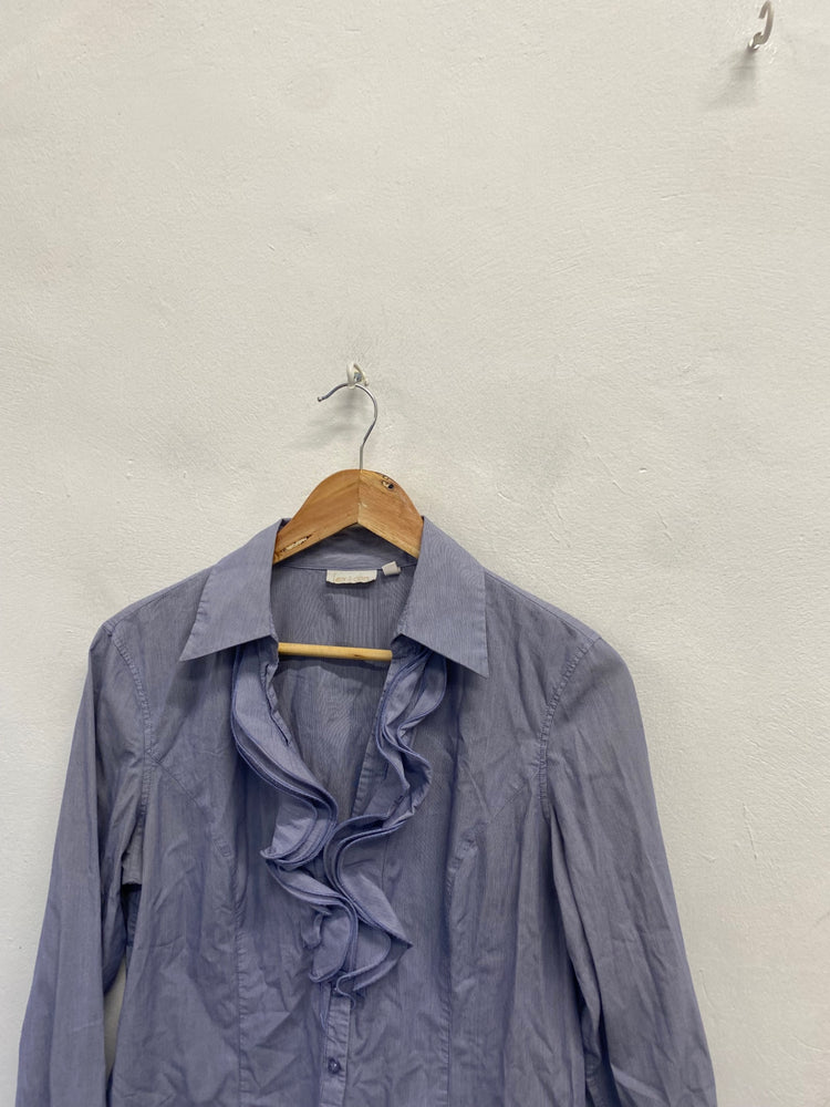 Fabulous Lex.i.con Blouse Uk 10 Blue pinstripe y2k TA506