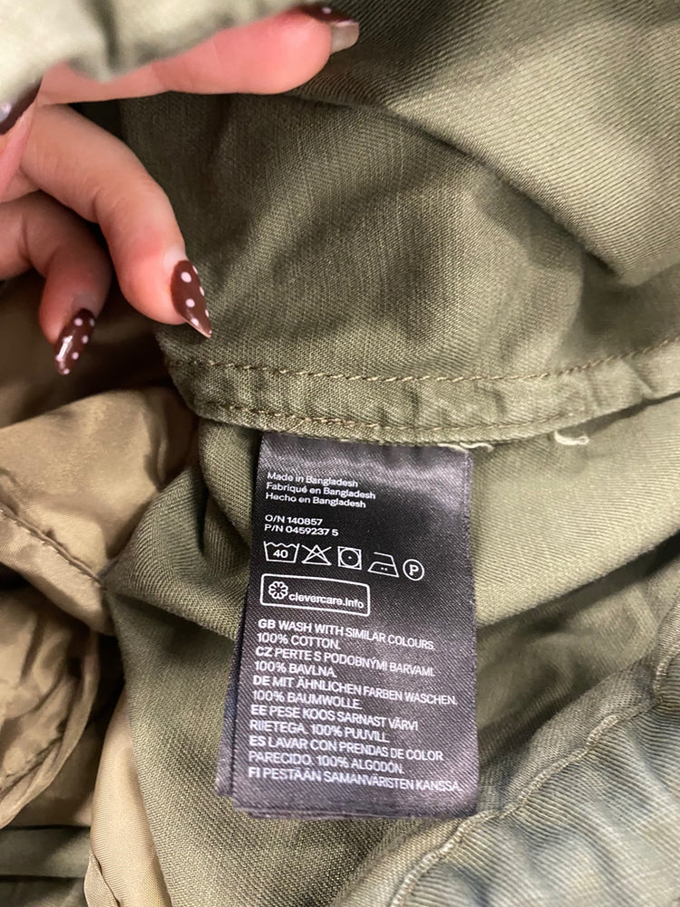 Fabulous H&M Parka Coat longline cotton UK 16 Khaki KM507