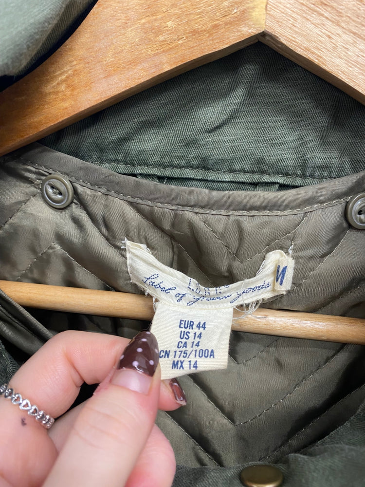 Fabulous H&M Parka Coat longline cotton UK 16 Khaki KM507