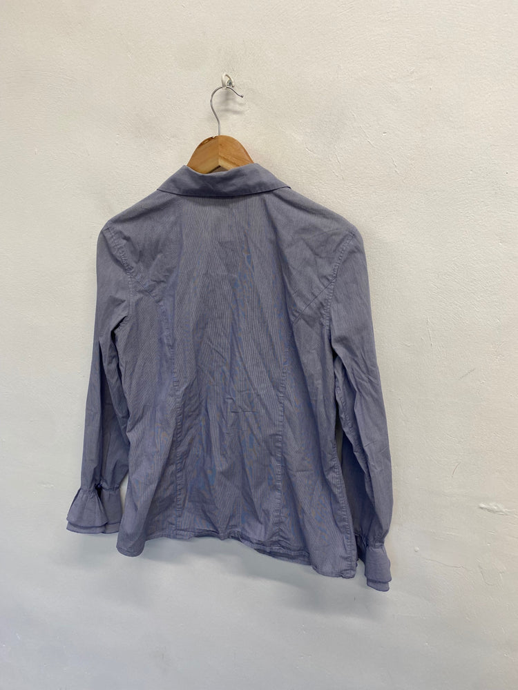 Fabulous Lex.i.con Blouse Uk 10 Blue pinstripe y2k TA506