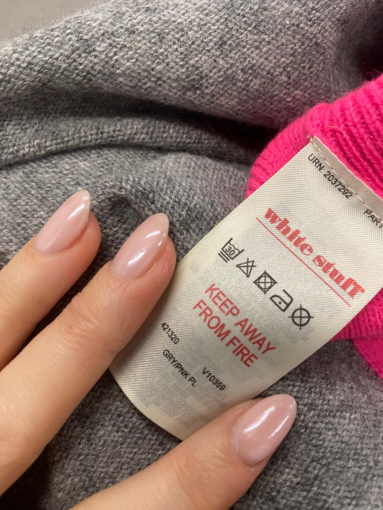 Fabulous White stuff cashmere Knitted jumper UK 10 Grey pink colour block WLH511