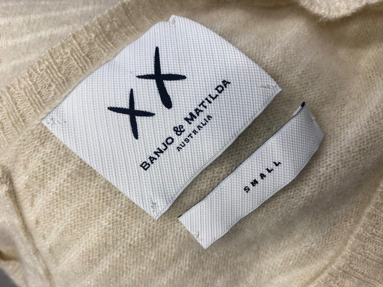 Fabulous Banjo & matilda Knitted jumper cashmere UK 8 Cream WLH511