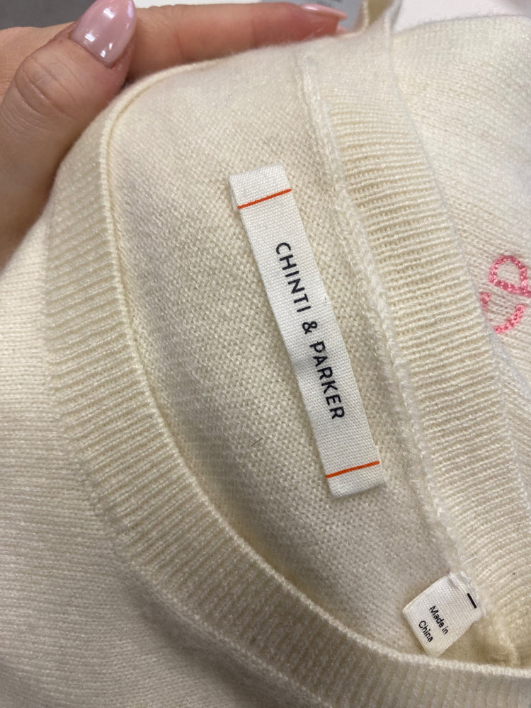 Fabulous Chinti & parker cashmere it’s late kiss me jumper UK 8 Cream WLH511
