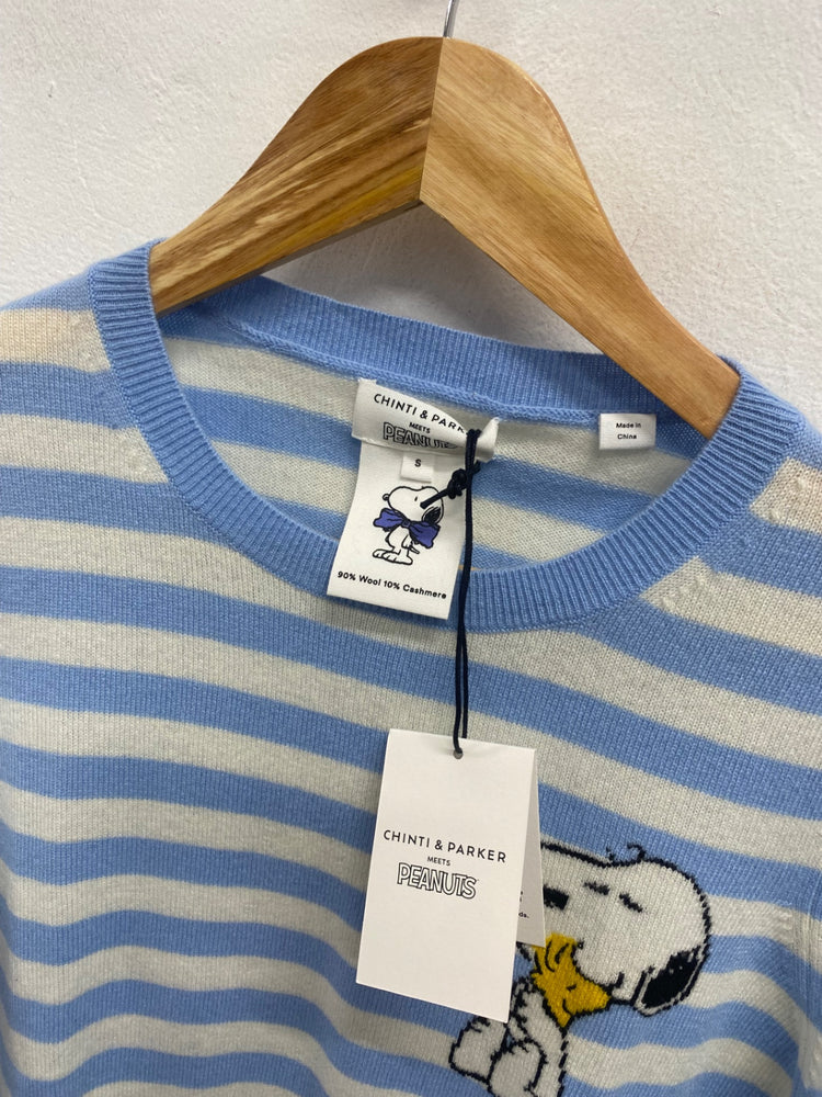 Fabulous Chinti and Parker x peanuts cashmere Knitted jumper UK 8 Blue cream stripe WLH511
