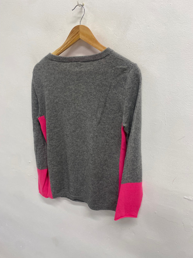 Fabulous White stuff cashmere Knitted jumper UK 10 Grey pink colour block WLH511