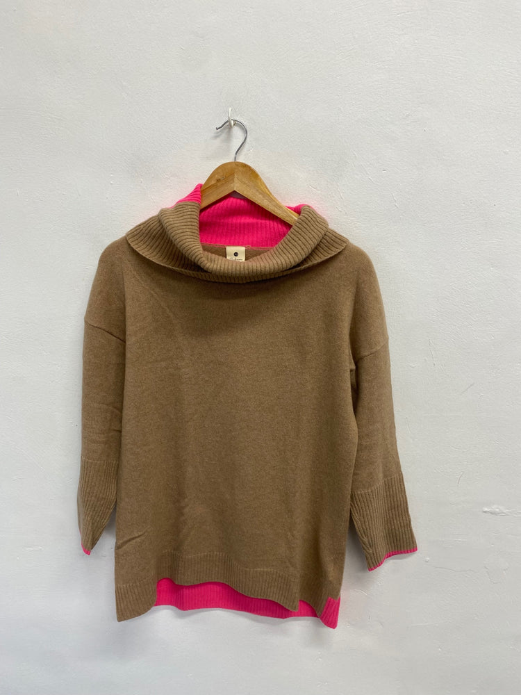 Fabulous White stuff cashmere Knitted jumper Uk 8 Brown and Pink WLH511