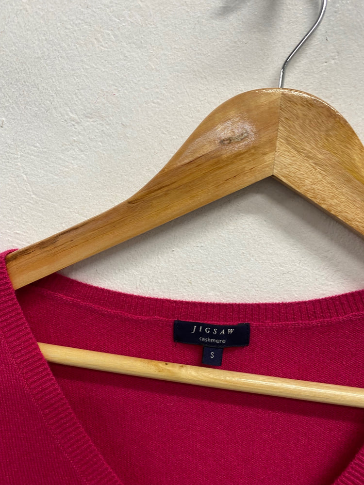 Fabulous Jigsaw cashmere v neck Knitted jumper UK 8 Pink WLH511