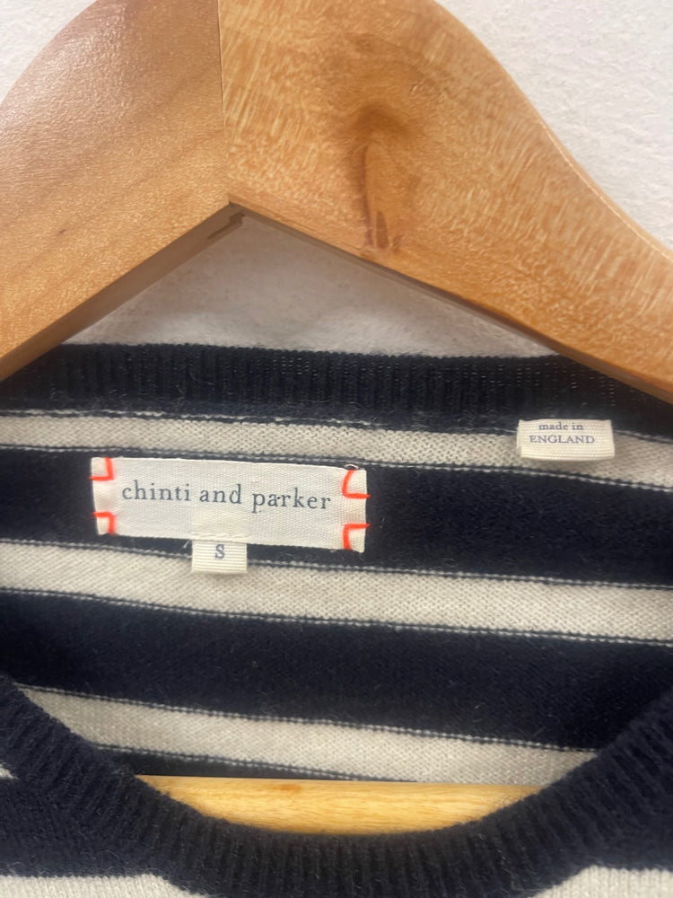 Fabulous Chinti and Parker cloudy weather Sweater UKS Navy blue and cream WLH511