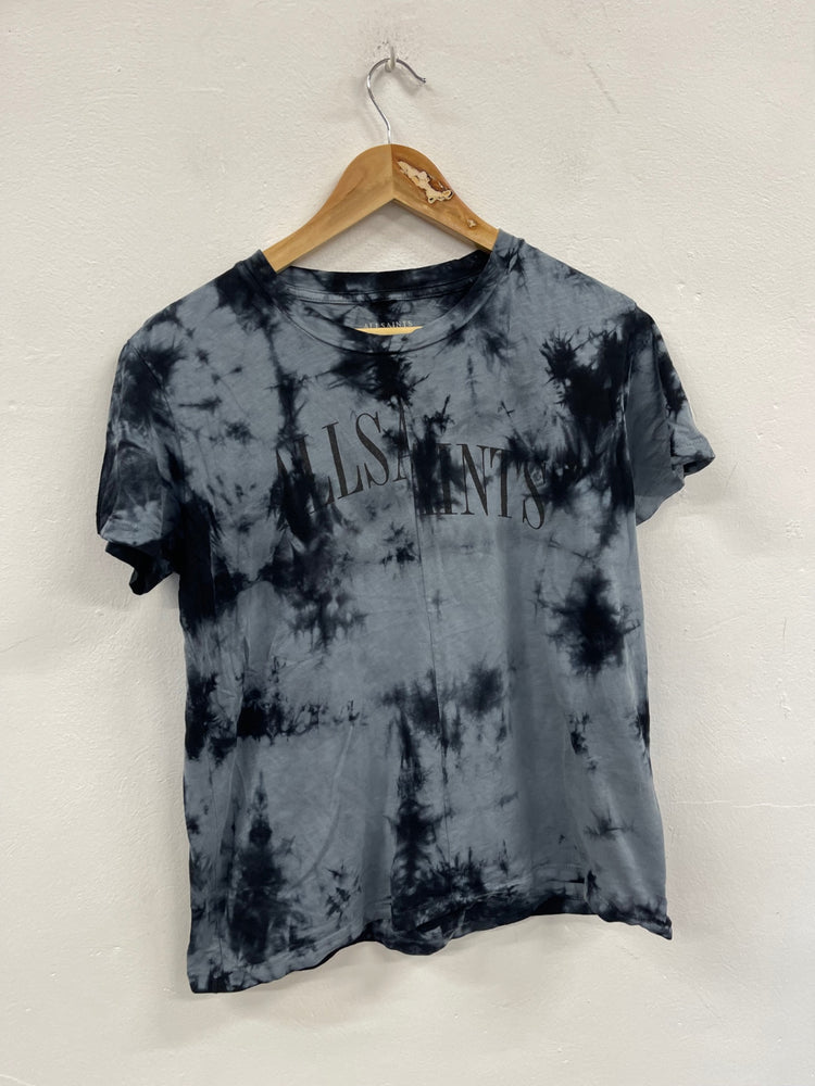 Fabulous AllSaints Dropout Tie Dye T-Shirt UK12 Black & Grey LB512