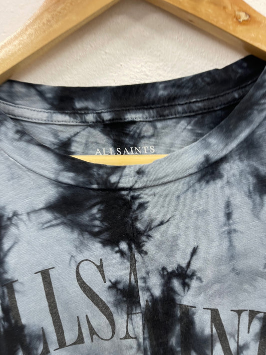 Fabulous AllSaints Dropout Tie Dye T-Shirt UK12 Black & Grey LB512