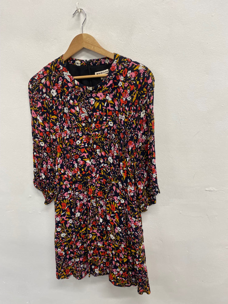 Fabulous Whistles meadow Midi Dress UK 14 Multicolored floral LB512