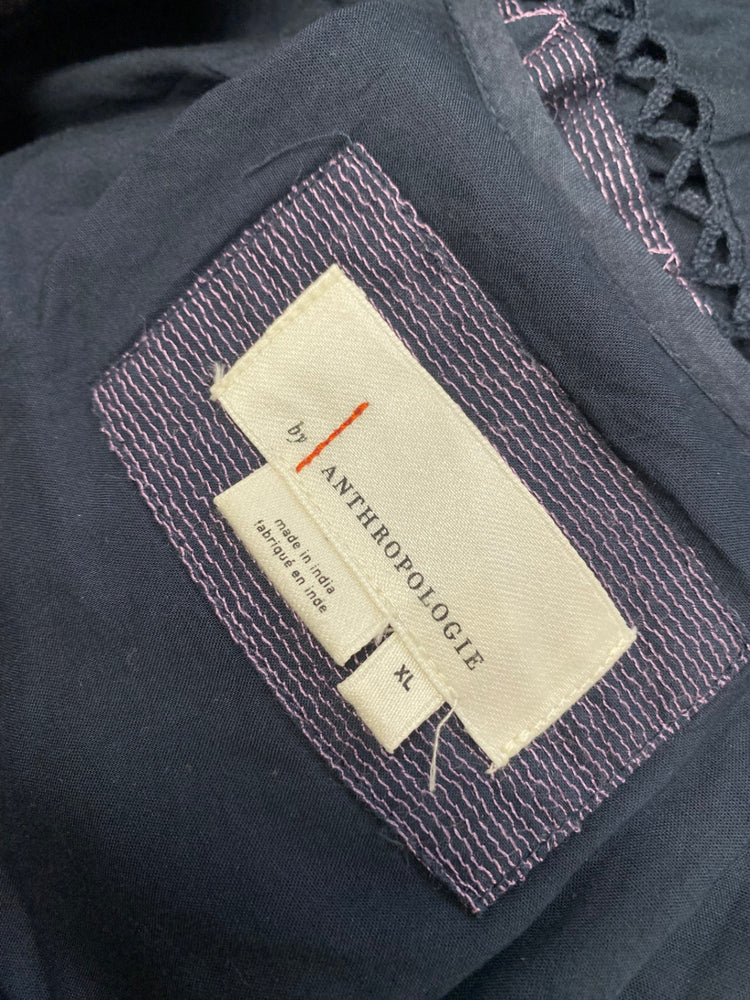 Fabulous Anthropologie Skye Midi Dress UK 14 Navy embroidered LB512