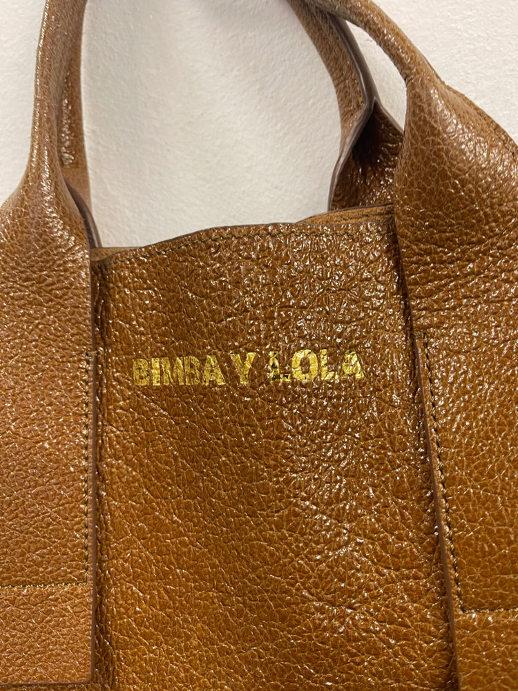 Fabulous BIMBA Y LOLA tan leather Tote Bag Brown AC504