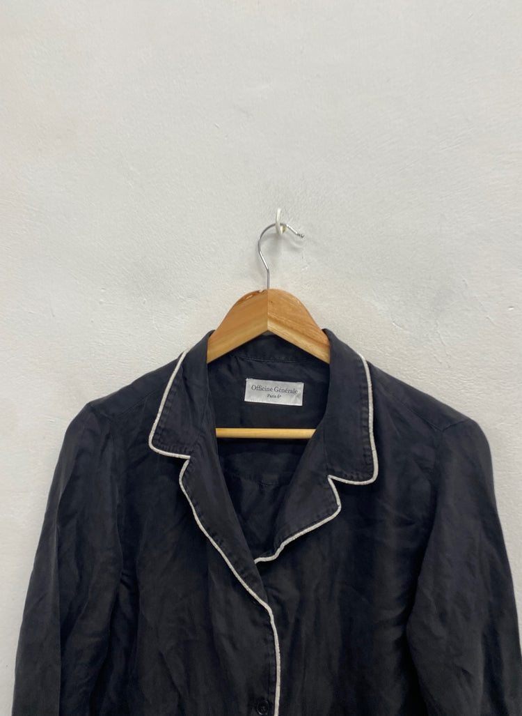 Fabulous Officine Générale silk Pajama Top UK 12 Black SS002