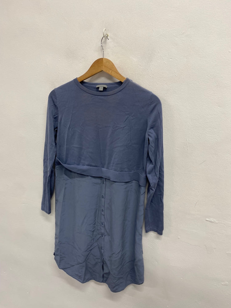Fabulous Cos Midi Dress UK 8 Blue silk casual KF221