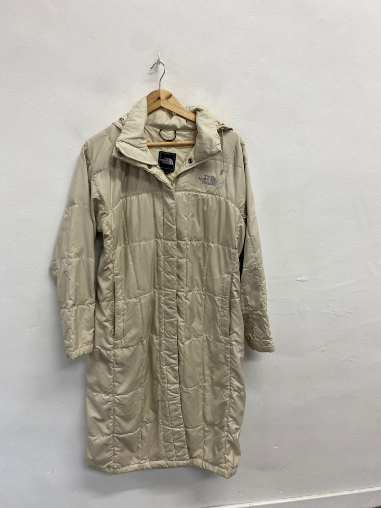 Fabulous The North Face longline Puffer Jacket UK 10/12 Beige down filled CC510