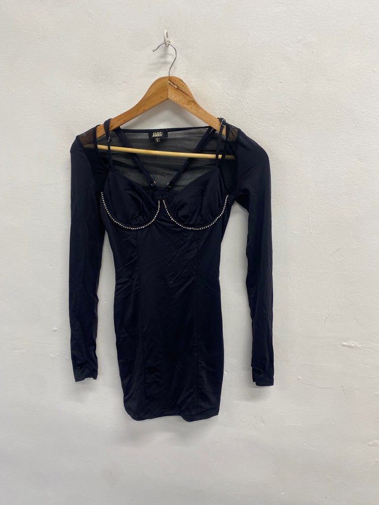 Fabulous Mars the label Mini dress UK 8 Black sequin cupped SA514