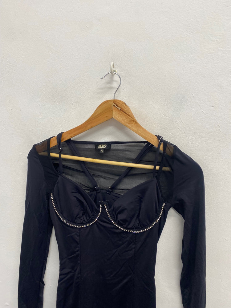 Fabulous Mars the label Mini dress UK 8 Black sequin cupped SA514