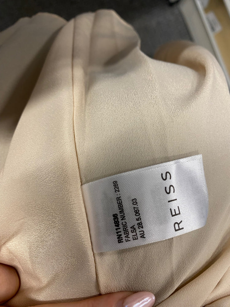 Fabulous Reiss elsa Midi Skirt UK 10 Beige floral flare mesh JW519