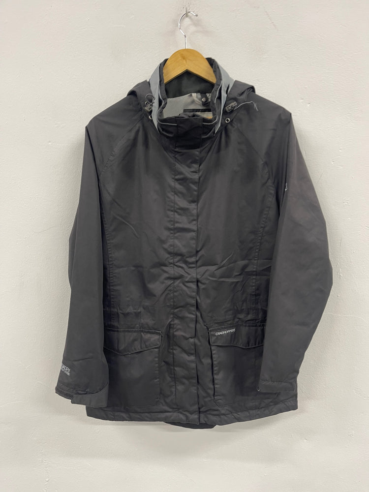 Stunning Craghoppers Windproof waterproof aquadry Jacket Uk16 Black Grey CW534