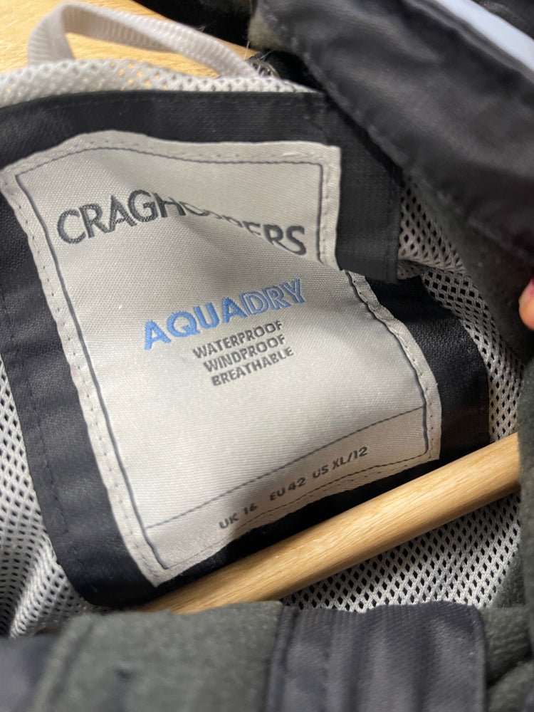Stunning Craghoppers Windproof waterproof aquadry Jacket Uk16 Black Grey CW534