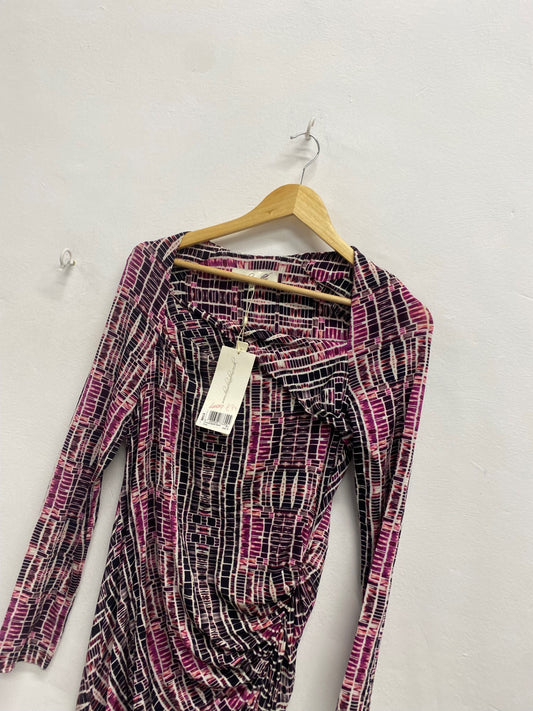 Stunning Damsel in a dress Midi Dress UK 14 Purple pattern CH542