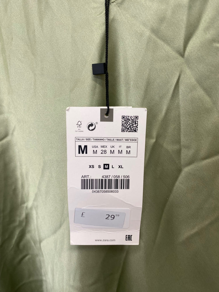 Stunning Zara Midi satin Dress UK 12 Olive green new KS545